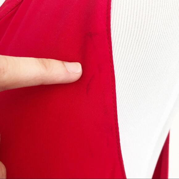 AMANDA UPRICHARD 100% Silk Charmeuse Flowy Red V-Neck Swing Dress Size S - Picture 8 of 9